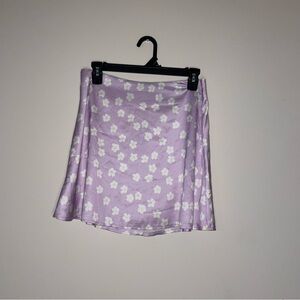Princess Polly Lilac Daisy Lined Zip Back 8 Satin Mini Skirt Whimsy Coquette